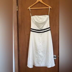 White House Black Market White and Black Strapless Dress 6